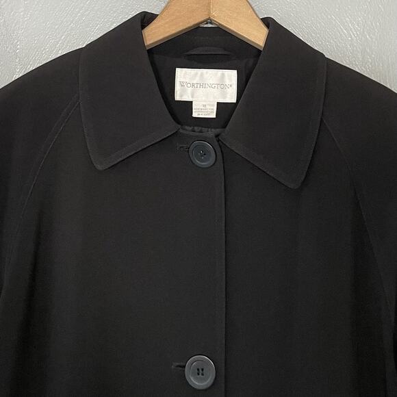 Vintage Worthington Trench Coat Womens Size 10 Black Long Classic Dark Longline - Picture 7 of 11
